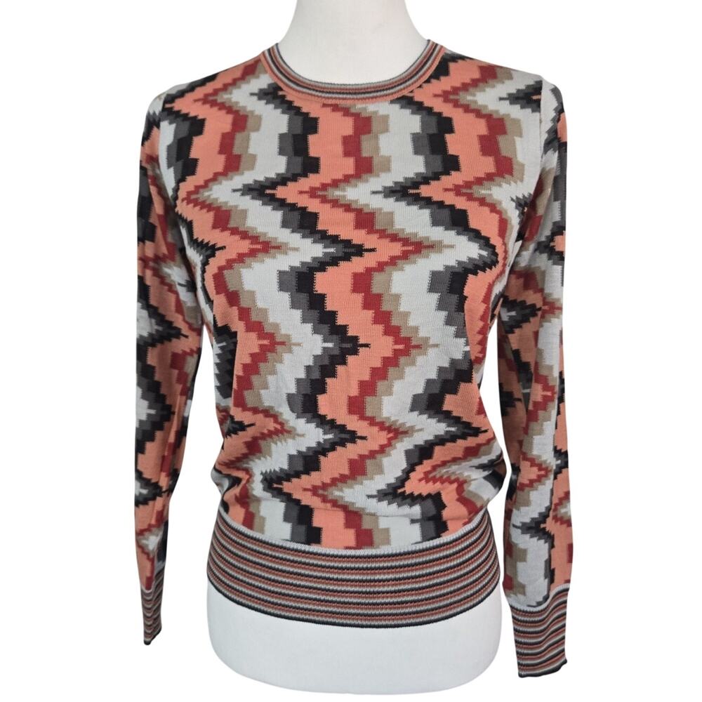 NOS MCM 1960s Abstract Thin Knit Acrylic Blouse Top Al Sim Original Sz M